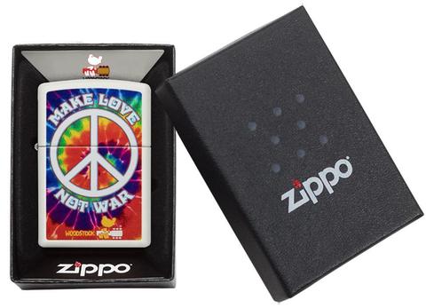 Zippo Woodstock 50th Anniversary White Matte Pocket Lighter Zippo